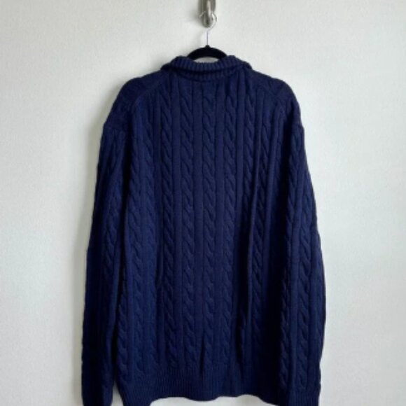 Polo Ralph Lauren Sweater Mens 4XL Navy Blue Cable Knit Half Zip Pullover NWT - Picture 7 of 10